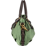 Prada Green Tessuto Gaufre Ricamo Satchel Handbag