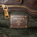 Prada Green Tessuto Gaufre Ricamo Satchel Handbag