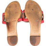 Hermès Red Leather Raffia Famosa Espadrille Sandals (37)