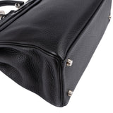 Hermès Noir Clemence Leather Palladium Kelly 32 Handbag