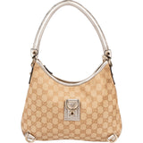Gucci Monogram GG Canvas Metallic Leather Abbey D-Ring Shoulder Bag