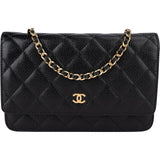 Chanel Quilted Caviar Leather Classic Wallet On Chain Crossbody Bag