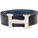 Hermès Multicolor Leather Guillochee H Reversible Belt (85)
