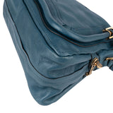 Chloé Bleu Grained Leather Paraty Shoulder Bag