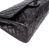Chanel Aged Qulited Calfskin 2.55 Reissue So Black Jumbo Double Flap Crossbody Bag