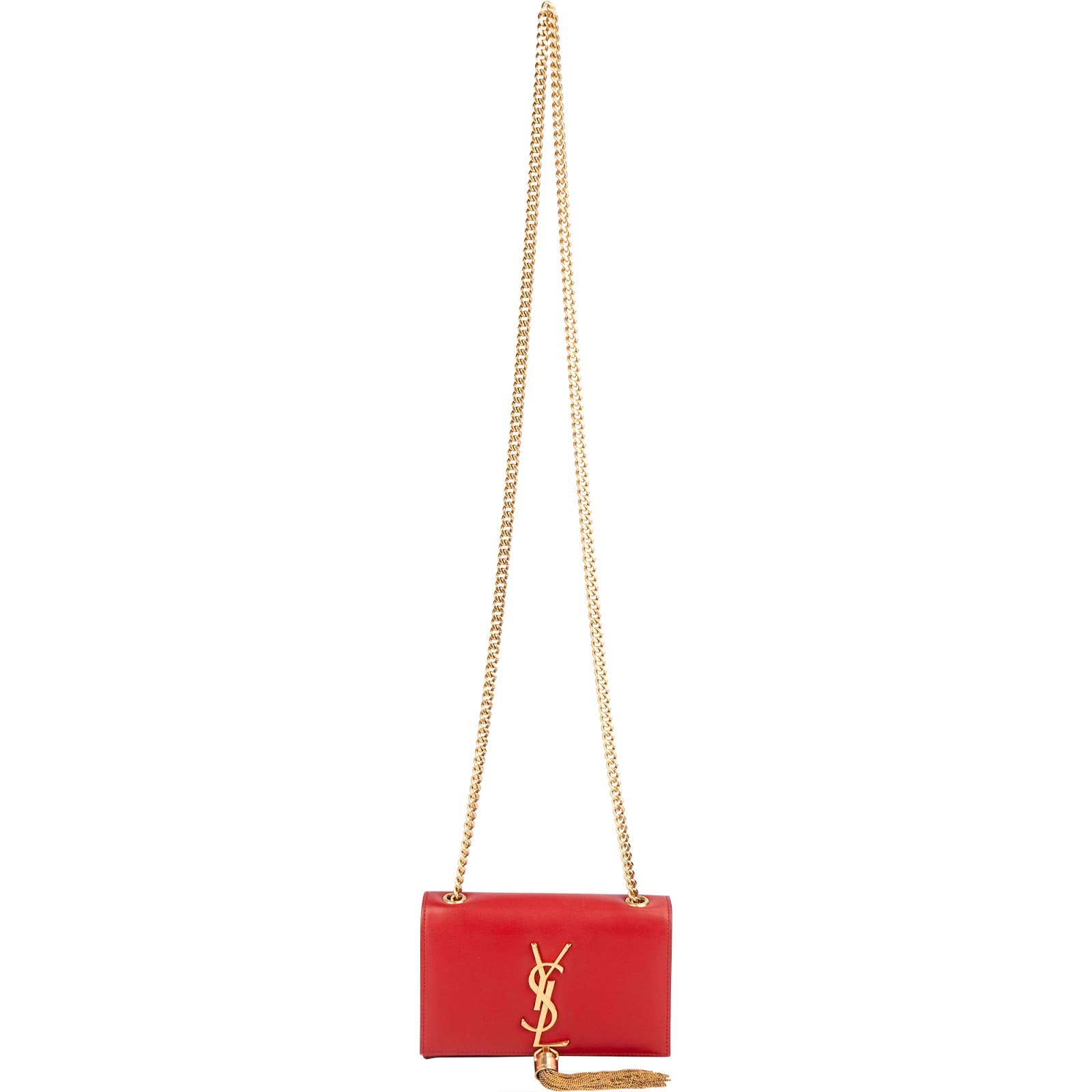 Saint Laurent Red Leather Kate Chain Crossbody Bag xx maße - vintageandkickz