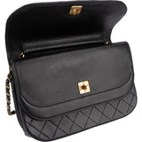 Chanel Quilted Lambskin Half Moon 24K Gold Double Flap Shoulder Bag