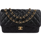 Chanel Quilted Caviar Leather Jumbo Double Flap Shoulder Bag
