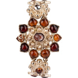 Chanel Gold Tone Gripoix Byzantine Flower Cabochons CC Motif Bracelet