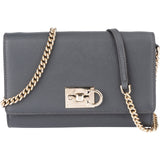 Salvatore Ferragamo Pebbled Leather Gancini Wallet On Chain Crossbody Bag