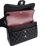 Chanel Quilted Caviar Leather Palladium Jumbo Double Flap Crossbody Bag