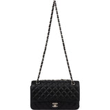 Chanel Quilted Caviar Leather Palladium Medium Double Flap Shoulder Bag