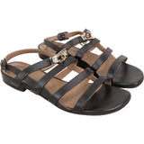 Hermès Black Leather Transat Kelly Lock Strap Sandals (37)