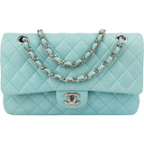 Chanel Quilted Lambskin Palladium Medium Double Flap Shoulder Bag