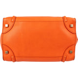 Céline Orange Grained Leather Luggage Handbag