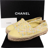 Chanel Tweed Leather Espadrilles Shoes (37)