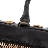 Prada Black Calf Leather Metal Grommet Bauletto Handbag