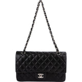 Chanel Quilted Lambskin Palladium Medium Double Flap Shoulder Bag