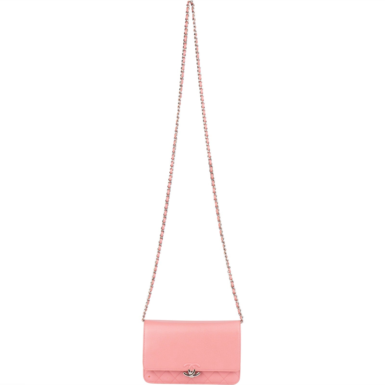 Chanel Quilted Caviar Leather Wallet On Chain Crossbody Bag - vintageandkickz