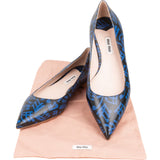 Miu Miu Music Note Pattern Bicolor Leather Pointed Toe Ballerina Flats (37)