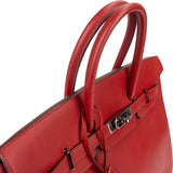Hermès Rouge Epsom Leather Palladium Birkin 35 Handbag