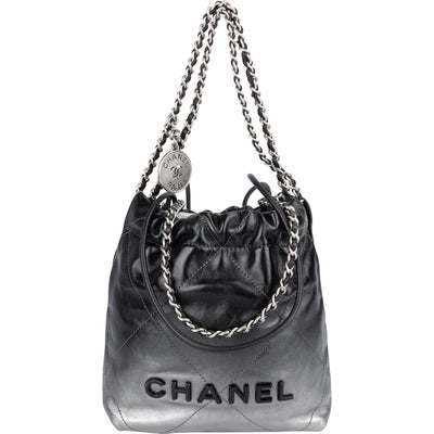 Chanel 22 Quilted Lambskin Ombre Drawstring Crossbody Bag - vintageandkickz