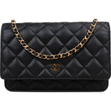 Chanel Quilted Caviar Leather Wallet on Chain Crossbody Bag