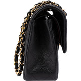 Chanel Quilted Caviar Leather Gold Small Double Flap Shoulder Bag