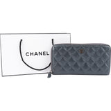 Chanel Quilted Caviar Leather Zip Around Wallet