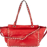 Valentino Garavani Leather Rockstud Small Shopper Handbag