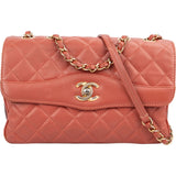 Chanel Quilted Lambskin Bicolor Diana Single Flap Crossbody Bag