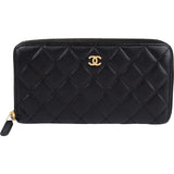 Chanel Quilted Caviar Leather Zipped CC Wallet