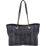 Chanel Bleu Tweed Deauville Tote Shoulder Bag