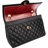 Chanel Quilted Lambskin 24K Gold Single Flap Shoulder Bag