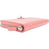 Chanel Pink Chevron Quilted Leather Zip Around Wallet