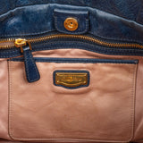 Miu Miu Navy Vitello Lux Leather Satchel Handbag