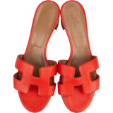 Hermès Red Leather Oasis Block Sandals (38,5)