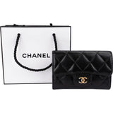 Chanel Quilted Caviar Classic Flap Card Holder Wallet