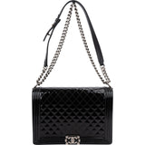 Chanel Quilted Patent Leather Jumbo Boy Single Flap Crossbody Bag