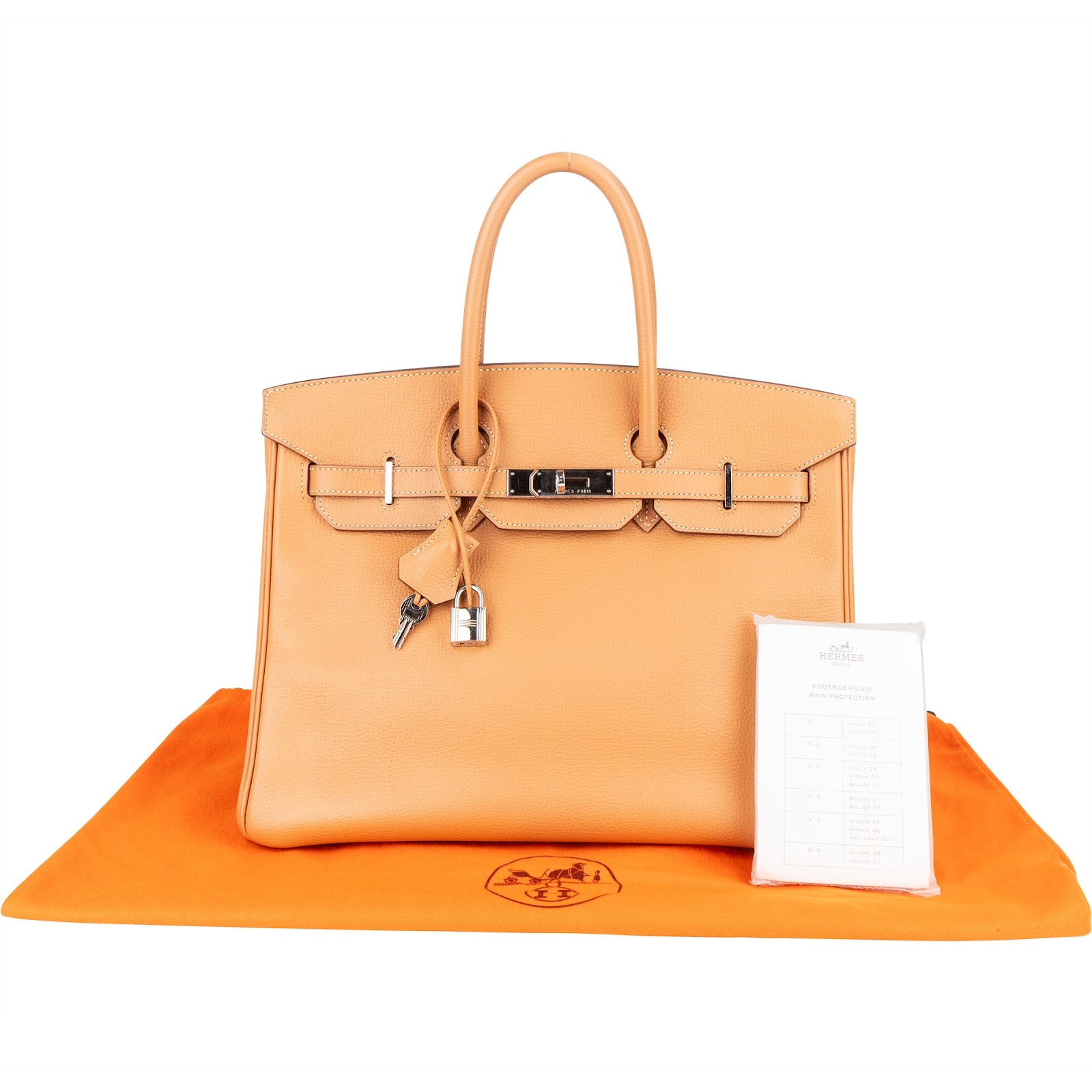 Hermès Fjord Leather Birkin 35 Handbag Beige Brown Palladium Hardware - vintageandkickz