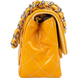 Chanel Quilted Patent Leather Palladium Mini Square Single Flap Crossbody Bag