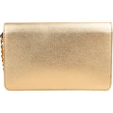 Prada Golden Platino Saffiano Leather Triangle Flap Mini Crossbody Bag