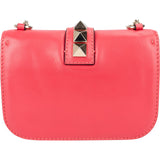 Valentino Garavani Pink Leather Rockstud Glam Lock Crossbody Bag