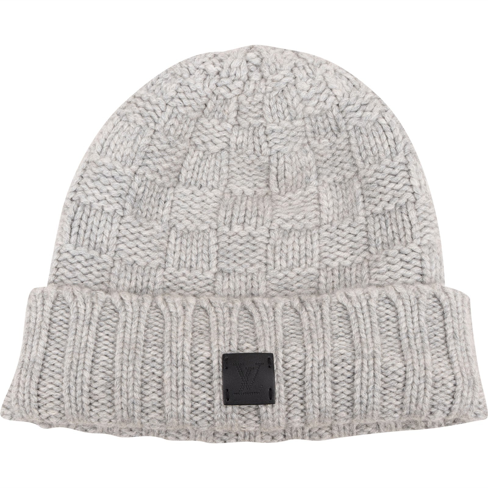 [🔄️B20 / F48] Louis Vuitton Grey Leather Petit Damier Beanie - vintageandkickz