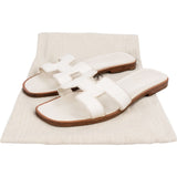 Hermès White Leather Oran Sandals (36)