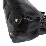 Prada Black Vitello Shine Leather Bauletto Handbag
