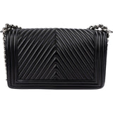 Chanel Chevron Calfskin Palladium Medium Boy Single Crossbody Bag