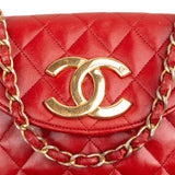 Chanel Quilted Lambskin Half Moon Single Flap Crossbody Bag