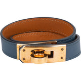 Hermès Kelly Blue Leather Double Tour Bracelet (XS)