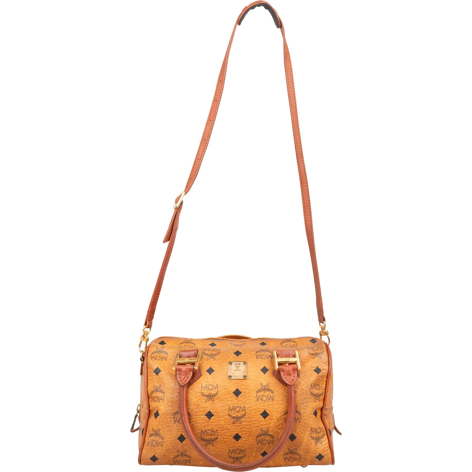 [🔄️B07 / F47] MCM Monogram Visetos Boston Bag Handbag - vintageandkickz